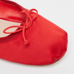 Pre Owned Miu Miu Red Satin Ballet Flats Size 39.5