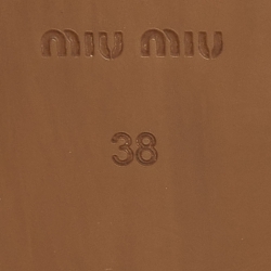 Pre Owned Miu Miu White/Black Leather Mary Jane Bow Platform Espadrille Ballet Flats Size 38