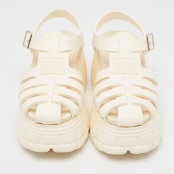 مملوكة مسبقًا Miu Miu Cream Rubber Soft Cage Platform Sandals Size 37
