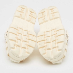 مملوكة مسبقًا Miu Miu Cream Rubber Soft Cage Platform Sandals Size 37