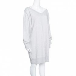Pre Owned MM6 Maison Margiela Grey Melange Terry Cold Shoulder Oversized Sweatshirt Dress S
