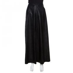 MM6 Maison Margiela Black Faux Leather A Line Maxi Skirt M