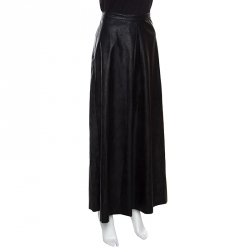 MM6 Maison Margiela Black Faux Leather A Line Maxi Skirt M