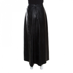 MM6 Maison Margiela Black Faux Leather A Line Maxi Skirt M