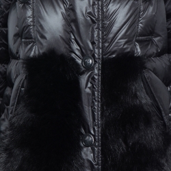 Moncler Grenoble Black Quilted Fur Detail Varna Down Coat M