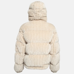 Pre Owned Moncler Cream Corduroy Daos Quilted Jacket L