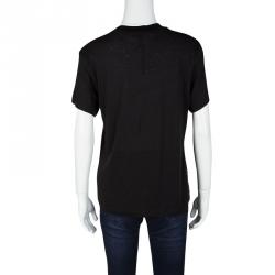 Pre Owned Moncler Black Contrast Animal Print Silk Panel T-Shirt XS