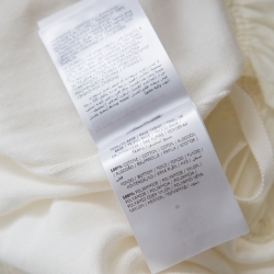 Pre Owned Moncler Off White Cotton Knit Floral Lace Hem Tie Detail Sweater S