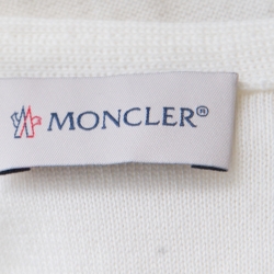 Pre Owned Moncler Off White Cotton Knit Floral Lace Hem Tie Detail Sweater S