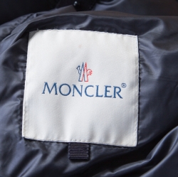 Pre Owned Moncler Navy Blue Bead Embellished Quilted Down Jacket S