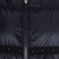 Pre Owned Moncler Navy Blue Bead Embellished Quilted Down Jacket S