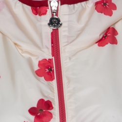 Pre Owned Moncler Cream Floral Printed Hooded Windbreaker Jacket M