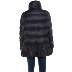 Moncler Black Ruffled Hem Anet Puffer Down Jacket L