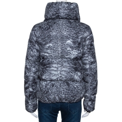 Pre Owned Moncler Grey Astrakhan Print Down Quilted Ratel Jacket S
