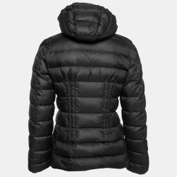 Moncler Black Synthetic Hooded Quilted Down Jacket S
