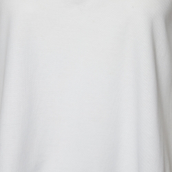 Pre Owned Moncler White Pique Knit Cotton Flared Polo T-Shirt S