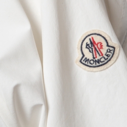 Pre Owned Moncler White Synthetic Zip-Up Hooded Jacket M