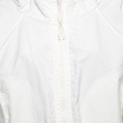 Pre Owned Moncler White Synthetic Zip-Up Hooded Jacket M