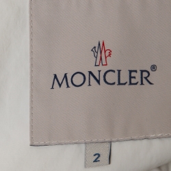 Pre Owned Moncler White Synthetic Zip-Up Hooded Jacket M