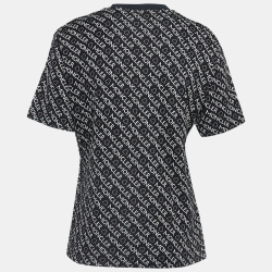 Pre Owned Moncler Black Monogram Cotton Knit Round Neck T-Shirt S