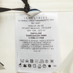 Pre Owned Moncler White Contrast Hem Trim Cotton Wide Leg Trousers M