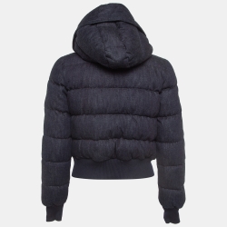 Pre Owned Moncler Navy Blue Denim Hooded Puffer Jacket S