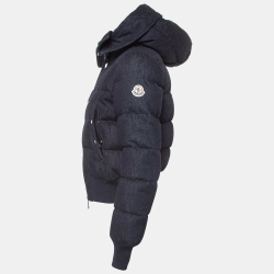 Pre Owned Moncler Navy Blue Denim Hooded Puffer Jacket S