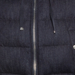 Pre Owned Moncler Navy Blue Denim Hooded Puffer Jacket S