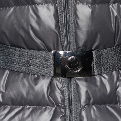 Pre Owned Moncler Grey Down Quilted Nantes Hooded Coat M/L
