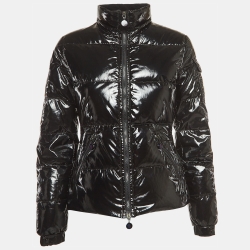 Moncler Black Synthetic Zip-Up Down Jacket S