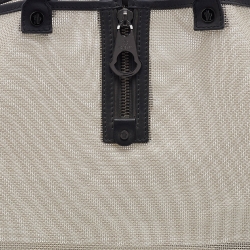 Pre Owned Moncler Grey/Black Mesh and Leather Tote