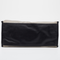 Pre Owned Moncler Grey/Black Mesh and Leather Tote