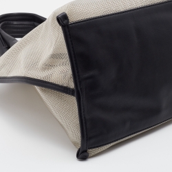 Pre Owned Moncler Grey/Black Mesh and Leather Tote