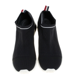 Pre Owned Moncler Black Leather And Knit Fabric Giroflee Paneled Slip On Sneakers Size 38