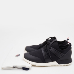 Moncler Black Knit Fabric and Rubber Meline Low Top Sneakers Size 38
