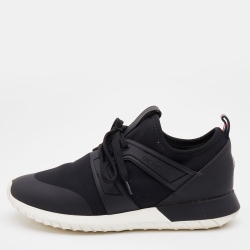 Moncler Black Knit Fabric and Rubber Meline Low Top Sneakers Size 38