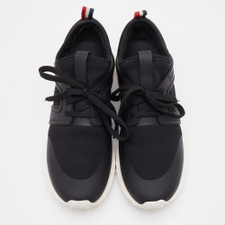 Moncler Black Knit Fabric and Rubber Meline Low Top Sneakers Size 38