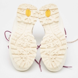 Pre Owned Moncler Beige Mesh and Leather Hiking Boots Size 40