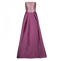 Monique Lhuillier Colorblock  Strapless Silk Gown S