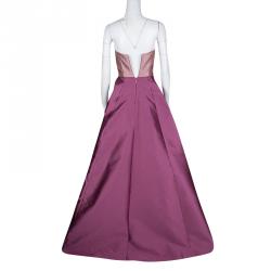 Monique Lhuillier Colorblock  Strapless Silk Gown S