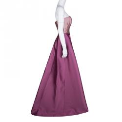 Monique Lhuillier Colorblock  Strapless Silk Gown S