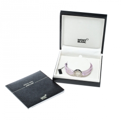 Pre Owned Montblanc Star Collection Lilac Cord Silver Bracelet