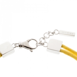 Pre Owned Montblanc Star Collection Yellow Satin Silver Star Bracelet