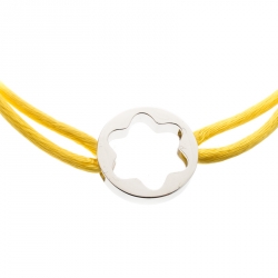 Pre Owned Montblanc Star Collection Yellow Satin Silver Star Bracelet
