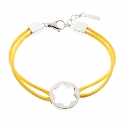 Pre Owned Montblanc Star Collection Yellow Satin Silver Star Bracelet