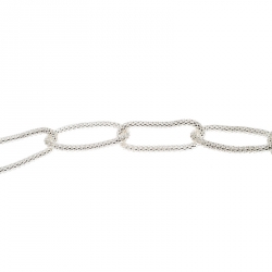 Pre Owned Montblanc Star Collection Onyx & Silver Chain Link Long Necklace