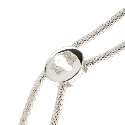 Pre Owned Montblanc Star Collection Onyx & Silver Chain Link Long Necklace