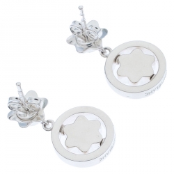 Pre Owned Montblanc Star Signet Mother Of Pearl Silver Dangle Stud Earrings