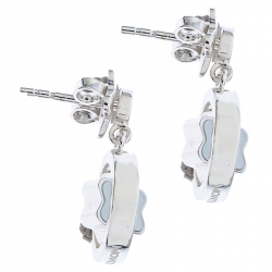 Pre Owned Montblanc Star Signet Mother Of Pearl Silver Dangle Stud Earrings