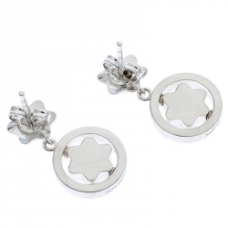 Pre Owned Montblanc Star Signet Mother Of Pearl Silver Dangle Stud Earrings